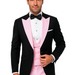 Black And Pink Suit - Tuxedo With Double Breasted Vest Peak Lapel 100% Wool