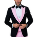 Black And Pink Suit - Tuxedo With Double Breasted Vest Peak Lapel 100% Wool