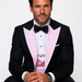 Black And Pink Suit - Tuxedo With Double Breasted Vest Peak Lapel 100% Wool