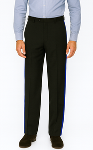 Black and Royal Side Trim Dress Pants - Black Tuxedo Pants - Flat Front Pant