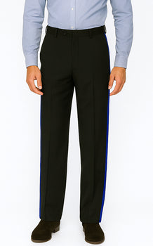 Black and Royal Side Trim Dress Pants - Black Tuxedo Pants - Flat Front Pant - Image 7