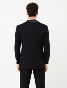 Black and White Trim Lapel Tuxedo Suit