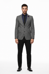 Black and White Tweed Blazer - Gray Herringbone Sport Coat - Slim Fit Men's Blazer