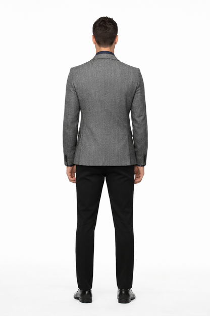 Black and White Tweed Blazer - Gray Herringbone Sport Coat - Slim Fit Men's Blazer - Image 2