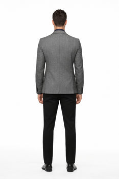 Black and White Tweed Blazer - Gray Herringbone Sport Coat - Slim Fit Men's Blazer - Image 2