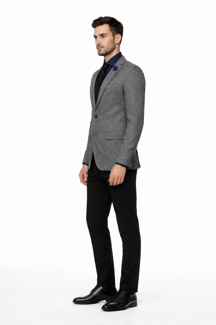 Black and White Tweed Blazer - Gray Herringbone Sport Coat - Slim Fit Men's Blazer - Image 7
