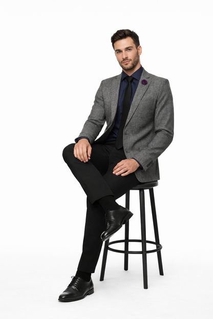 Black and White Tweed Blazer - Gray Herringbone Sport Coat - Slim Fit Men's Blazer - Image 5