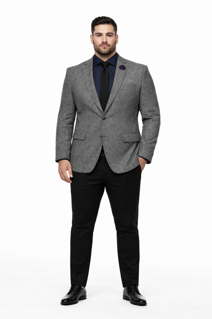 Black and White Tweed Blazer - Gray Herringbone Sport Coat - Slim Fit Men's Blazer - Image 6