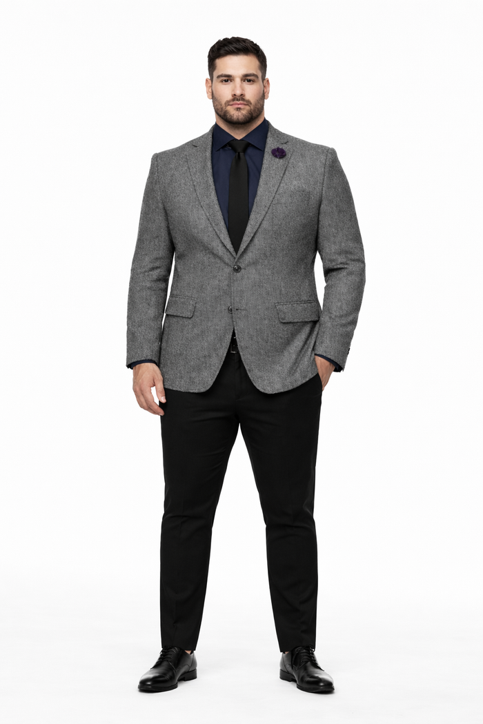 Black and White Tweed Blazer - Gray Herringbone Sport Coat - Slim Fit Men's Blazer - Image 6