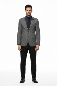 Black and White Tweed Blazer - Gray Herringbone Sport Coat - Slim Fit Men's Blazer