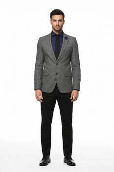 Black and White Tweed Blazer - Gray Herringbone Sport Coat - Slim Fit Men's Blazer