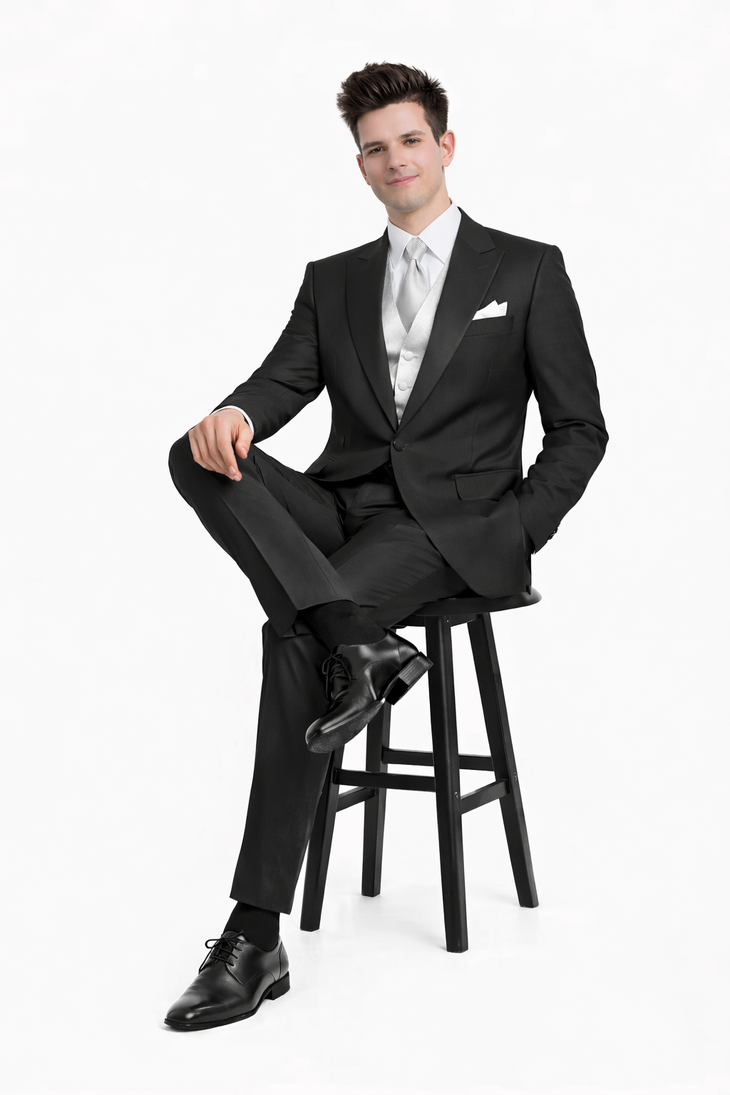 Black Best  Designer One Button Black Tuxedo Suit For Men 100% wool super 140's suit - Image 4