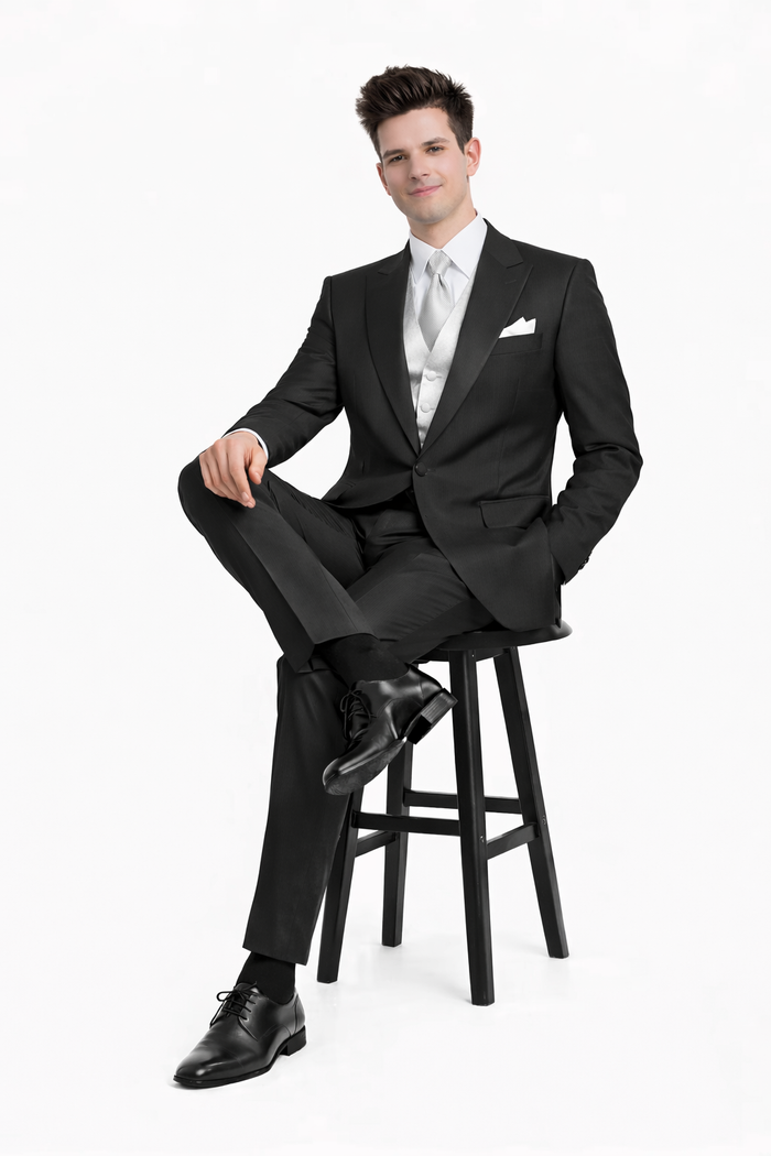 Black Best  Designer One Button Black Tuxedo Suit For Men 100% wool super 140's suit - Image 4