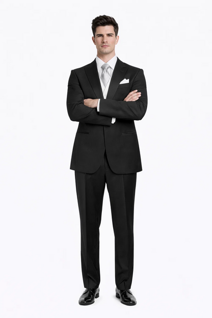 Black Best  Designer One Button Black Tuxedo Suit For Men 100% wool super 140's suit - Image 5