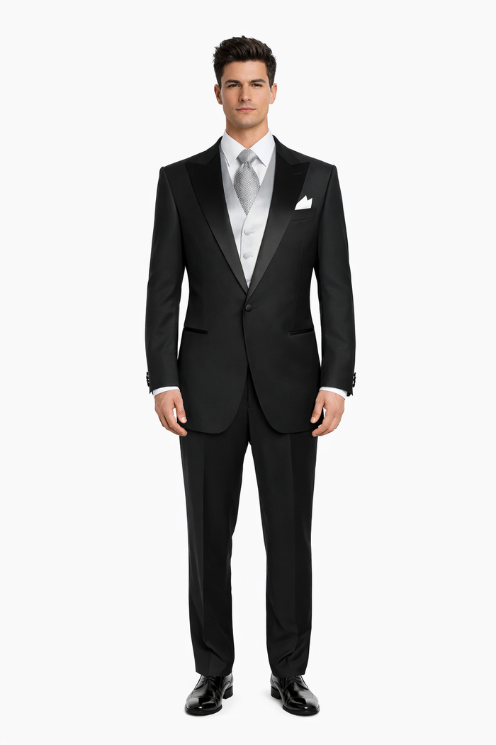 Black Best  Designer One Button Black Tuxedo Suit For Men 100% wool super 140's suit