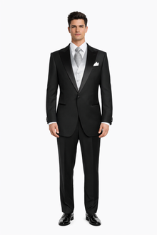 Black Best  Designer One Button Black Tuxedo Suit For Men 100% wool super 140's suit