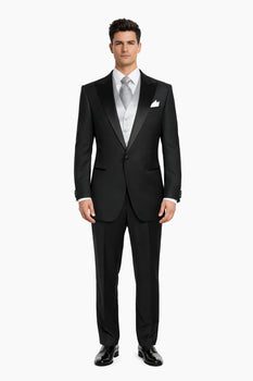 Black Best  Designer One Button Black Tuxedo Suit For Men 100% wool super 140's suit