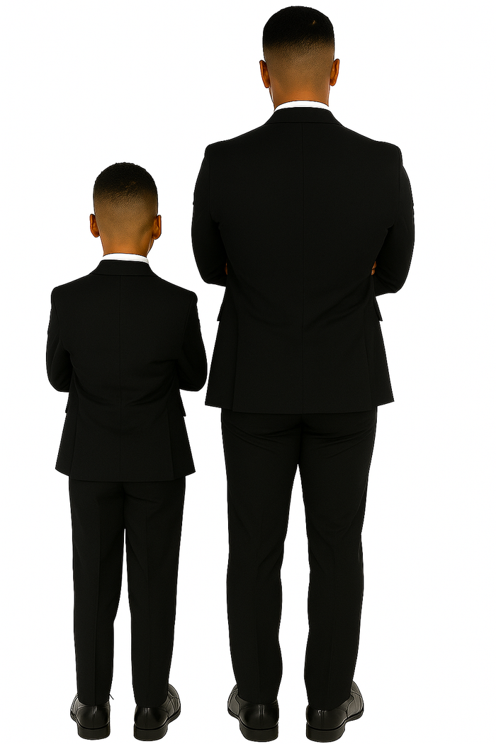 Father and Son Suits - Black Boys Suit Perry Ellis Vested Boy's Wedding Suit in Black - Image 3