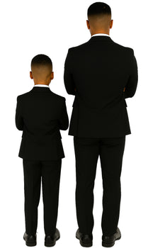Father and Son Suits - Black Boys Suit Perry Ellis Vested Boy's Wedding Suit in Black - Image 3