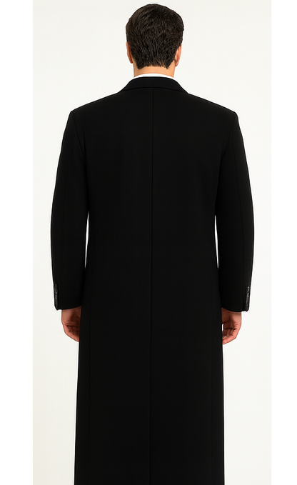 Black Cashmere Chesterfield Overcoat – 1920s Full Length Topcoat - Image 2
