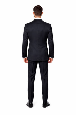 Double Breasted Slim Fit Formal Suit Modern Black Design ROSSI MAN Milano RM1101 - Image 2
