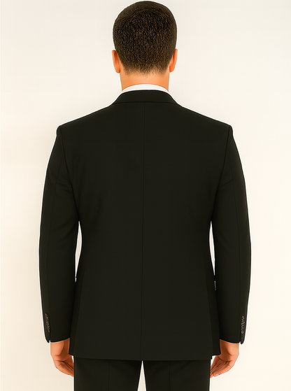 Black Extra Fine Poly-Rayon Summer Light Weight Fabric Cheap Priced Business Suits Clearance Sale - Image 2