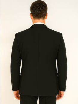 Black Extra Fine Poly-Rayon Summer Light Weight Fabric Cheap Priced Business Suits Clearance Sale - Image 2