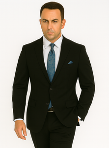 Black Extra Fine Poly-Rayon Summer Light Weight Fabric Cheap Priced Business Suits Clearance Sale