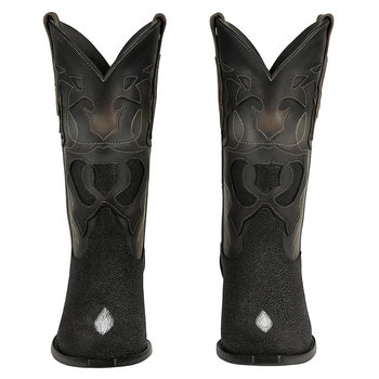 Men's King Exotic Snip Toe Stingray Boots Single Stone Handmade Black (494R1205) - Image 6