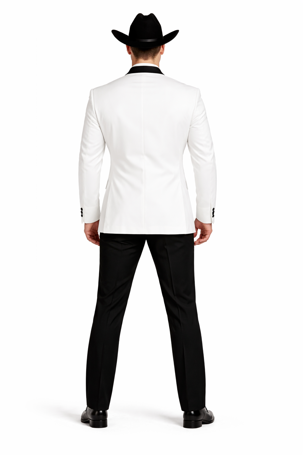 Black Lapel Two Toned Men'S 2 Buttons 3 Piece Church Suit White Tuxedo With Black Trim - Three Piece Suit