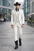 Black Lapel Two Toned Men'S 2 Buttons 3 Piece Church Suit White Tuxedo With Black Trim - Three Piece Suit