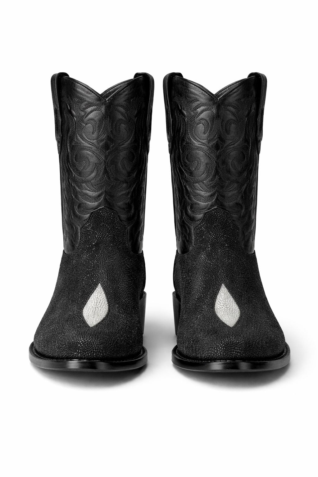 Los Altos Boots Single Stone Stingray R-Toe Black Cowboy Botas De Mantarraya - Mantarraya Boots - Image 6