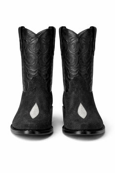 Los Altos Boots Single Stone Stingray R-Toe Black Cowboy Botas De Mantarraya - Mantarraya Boots - Image 6