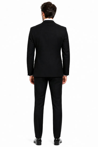 Mens 2 Button  Vested Wool Suit in Eggplant Modern Fit