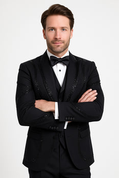 Black Italian Wool 3-Piece Modern Fit Tuxedo - Image 6