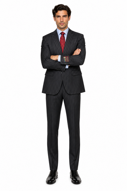 Black Pinstripe Bold Bold Chalk Stripe  Pinstripe Suit