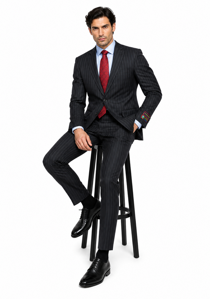 Black Pinstripe Bold Bold Chalk Stripe  Pinstripe Suit