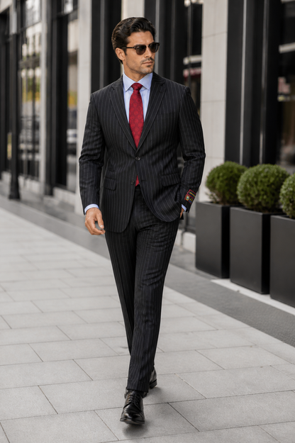 Black Pinstripe Bold Bold Chalk Stripe  Pinstripe Suit