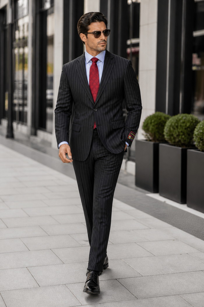 Black Pinstripe Bold Bold Chalk Stripe  Pinstripe Suit