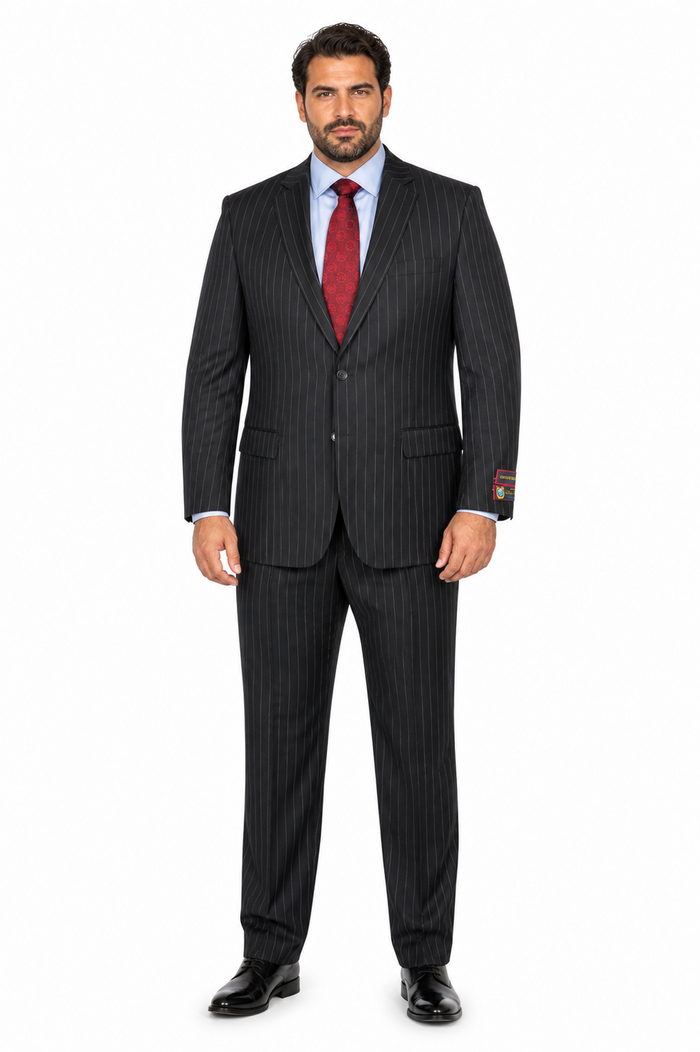 Black Pinstripe Bold Bold Chalk Stripe  Pinstripe Suit