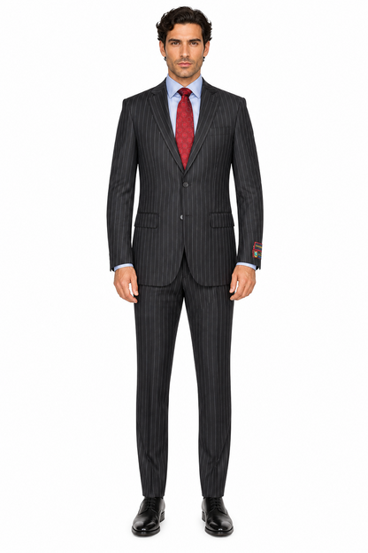 Black Pinstripe Bold Bold Chalk Stripe  Pinstripe Suit