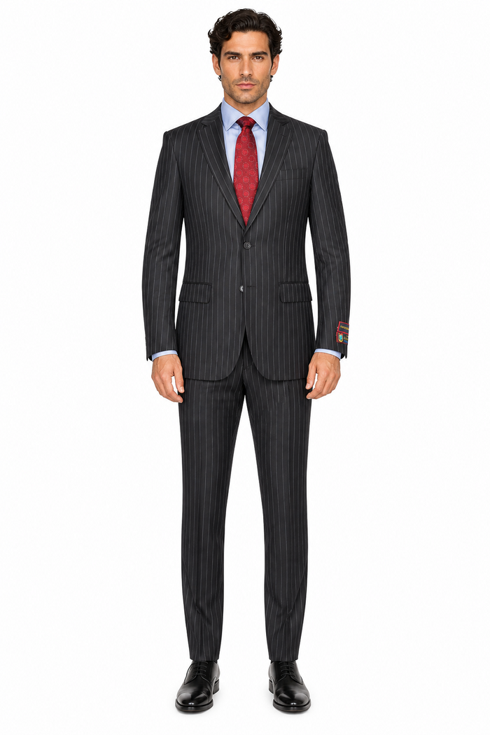 Black Pinstripe Bold Bold Chalk Stripe  Pinstripe Suit