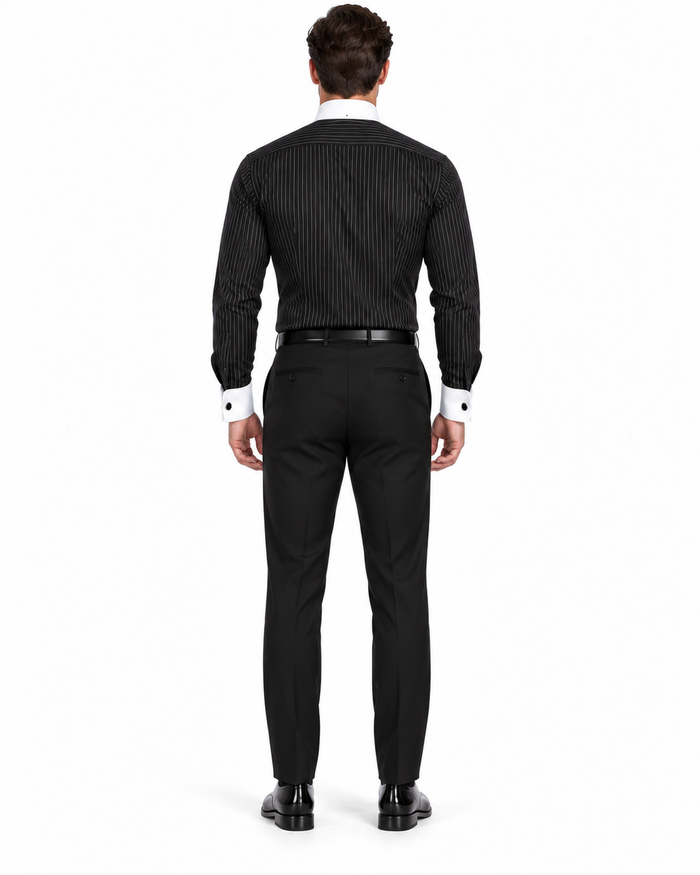 Black PinStripe Colorful Men'S Dress Shirt