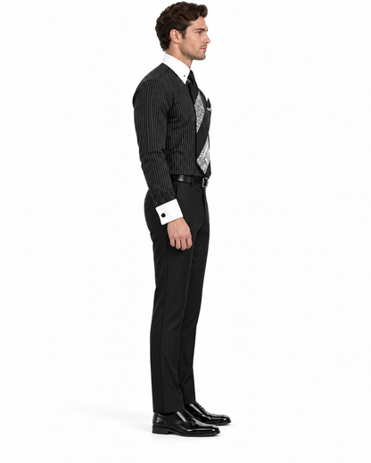 Black PinStripe Colorful Men'S Dress Shirt