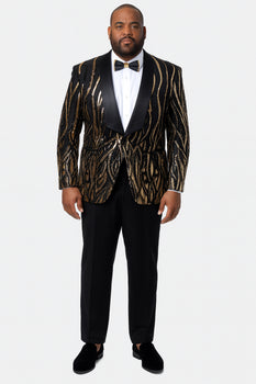 EJ Samuel Black & Gold Sequin Shawl Lapel Tuxedo Jacket - Image 8