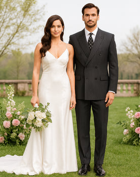Black/PS Stripe Pinstripe Double Breasted Suits Super 140s Tetron~Rayon premier quality italian fabric - Image 9