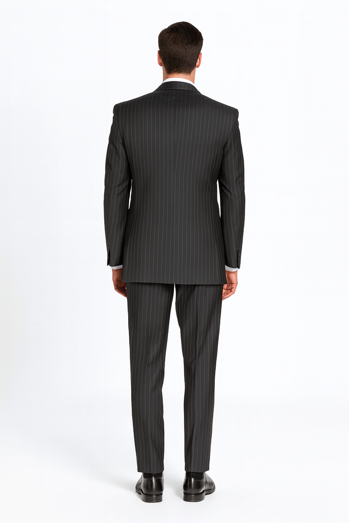 Black/PS Stripe Pinstripe Double Breasted Suits Super 140s Tetron~Rayon premier quality italian fabric - Image 6