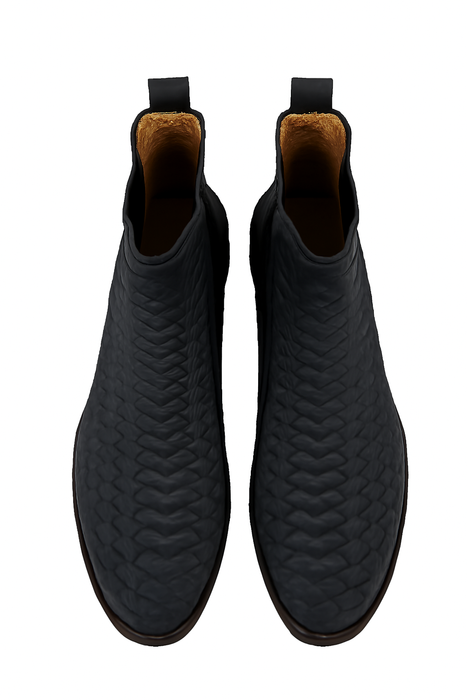 Black Python Print Short Cowboy Boots
