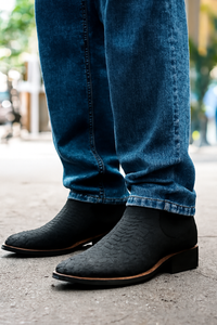 Black Python Print Short Cowboy Boots