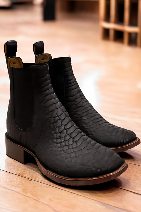 Black Python Print Short Cowboy Boots